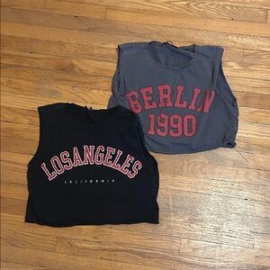 Kids Graphic Sleeveless Tops - Black and Gray